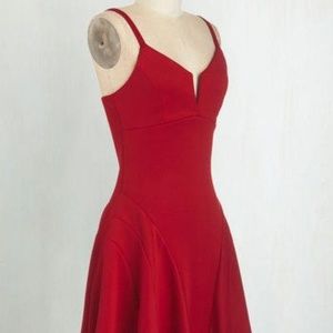 ModCloth Take It From The Top Notch Dress red S